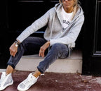 R&B | Grau Strick Hoodie mit Reißverschluss Wolle Komfortabel und Warm