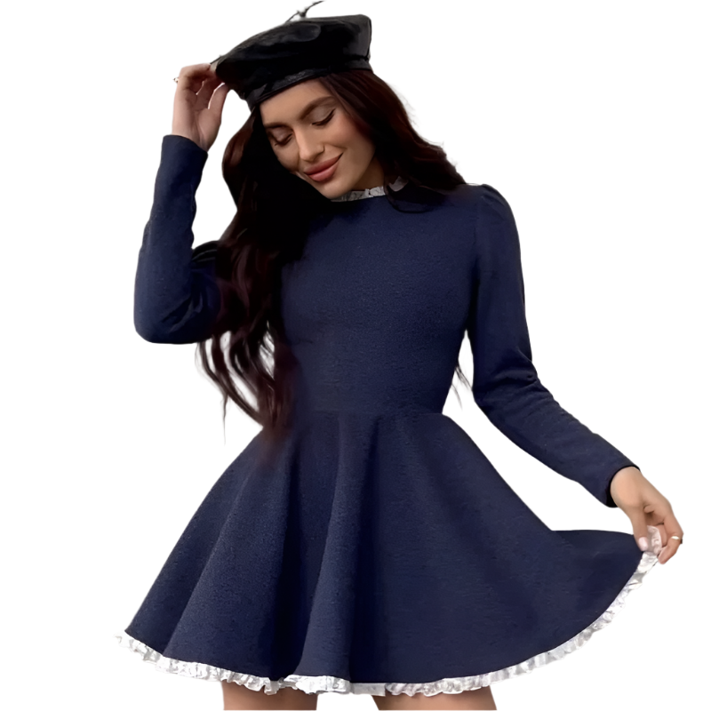 R&B | Weibliche Spitzen A-Linien Mini Kleid