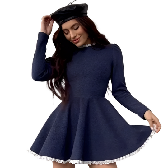 R&B | Weibliche Spitzen A-Linien Mini Kleid