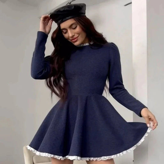 R&B | Weibliche Spitzen A-Linien Mini Kleid