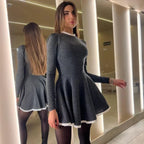 R&B | Weibliche Spitzen A-Linien Mini Kleid