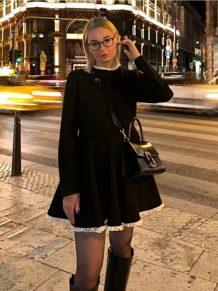 R&B | Weibliche Spitzen A-Linien Mini Kleid