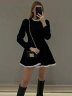 R&B | Weibliche Spitzen A-Linien Mini Kleid