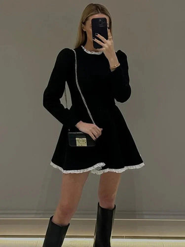 R&B | Weibliche Spitzen A-Linien Mini Kleid