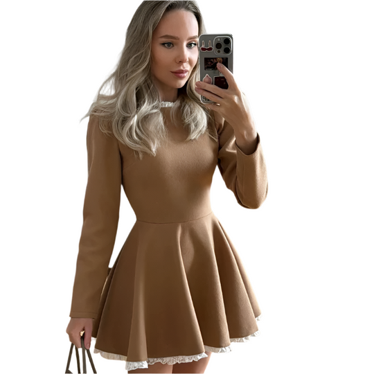 R&B | Weibliche Spitzen A-Linien Mini Kleid