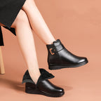 R&B | Leder Orthopädische Knöchelboots Fleecegefütterte Schnallenstiefel