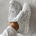 R&B | Weiße Damensneaker - Weiße Bestickte Schuhe