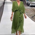 R&B | Elegantes Flow V-Ausschnitt Kleid