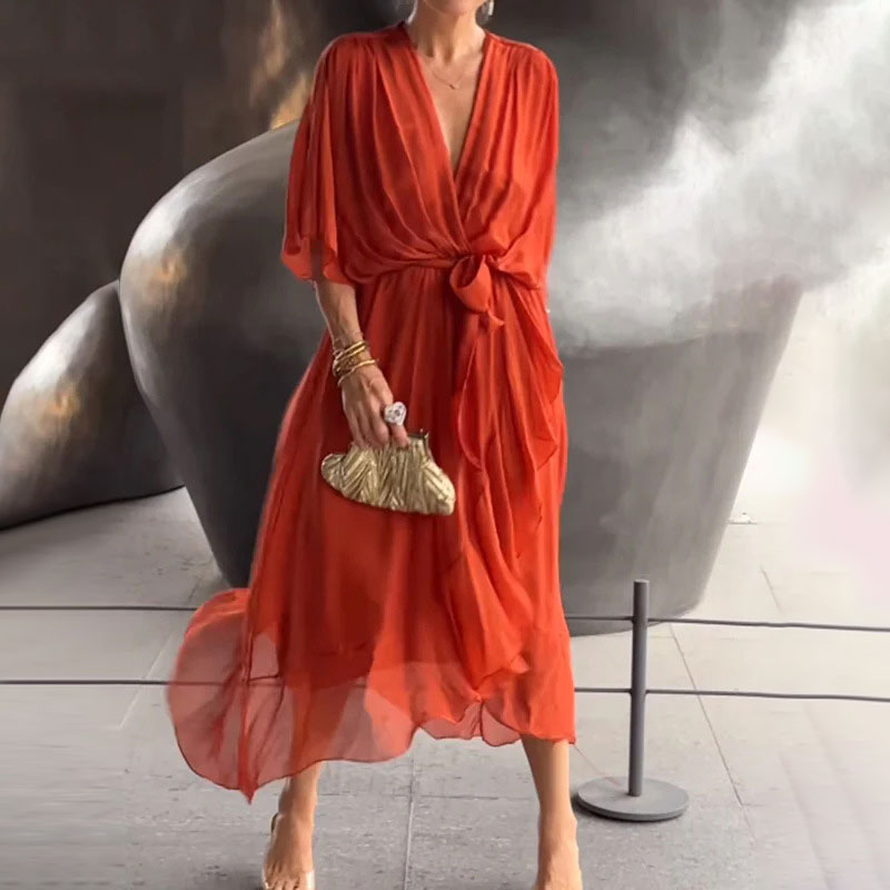 R&B | Elegantes Flow V-Ausschnitt Kleid