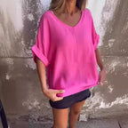 R&B | T-Shirt mit Übergroßem V-Ausschnitt für Damen