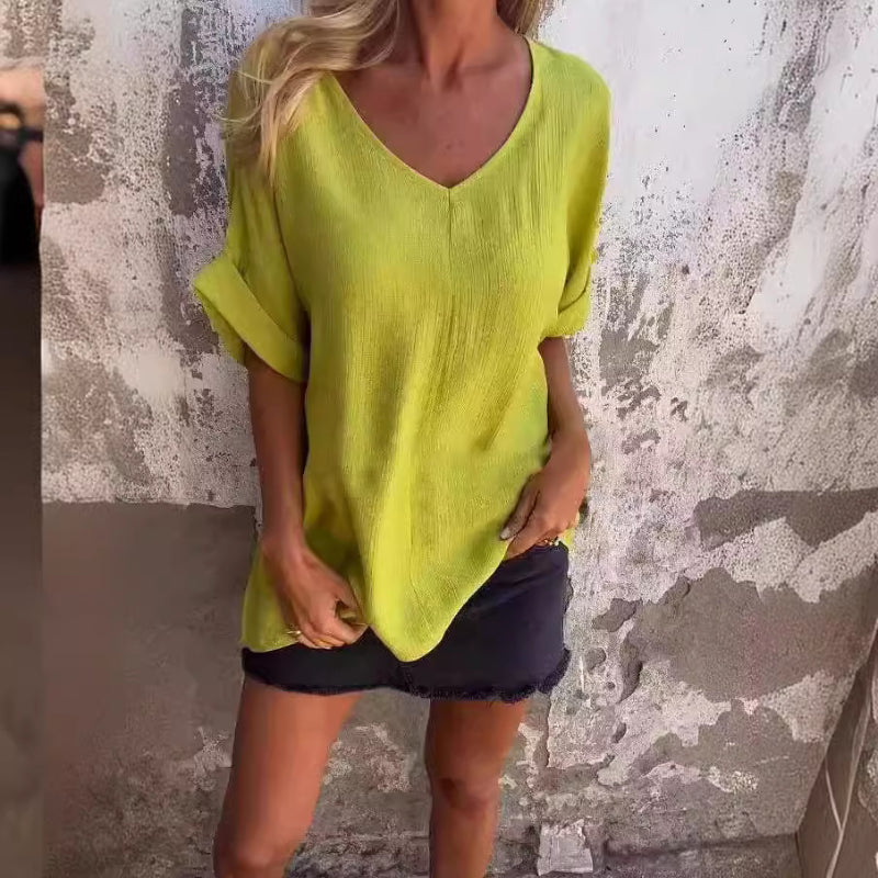 R&B | T-Shirt mit Übergroßem V-Ausschnitt für Damen