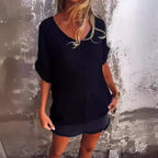R&B | T-Shirt mit Übergroßem V-Ausschnitt für Damen