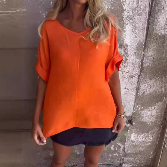 R&B | T-Shirt mit Übergroßem V-Ausschnitt für Damen