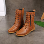 R&B | Dick-Sohlige Niedrige Absatzstiefel mit Mittlerem Schaft