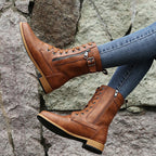 R&B | Dick-Sohlige Niedrige Absatzstiefel mit Mittlerem Schaft