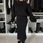 R&B | Satz mit Cold Shoulder Top und Midi Rock