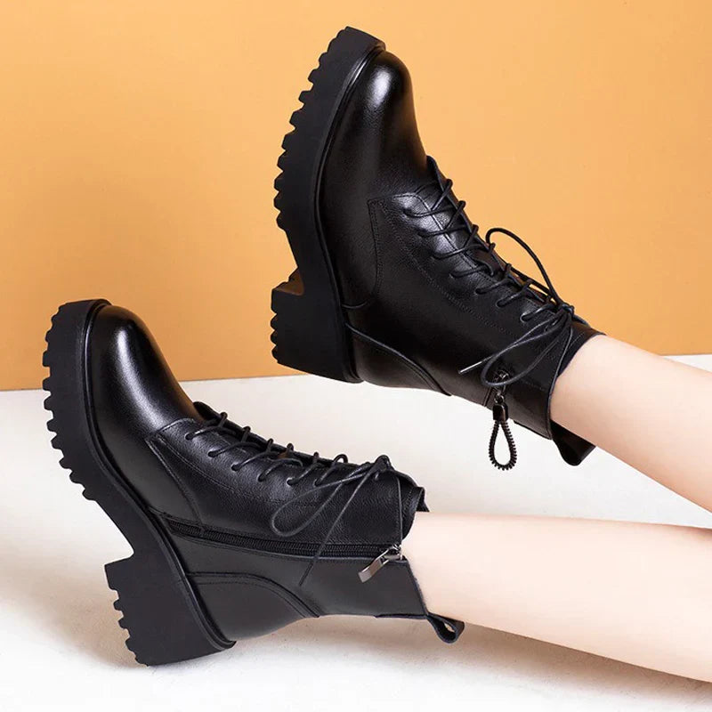 R&B | Cozy Chic Damen Chunky Heel Pelzgefütterte Winterstiefel