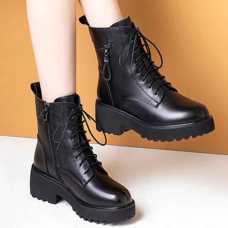 R&B | Cozy Chic Damen Chunky Heel Pelzgefütterte Winterstiefel