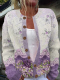R&B | Lässige Strickjacke mit Blumenmuster für Frauen