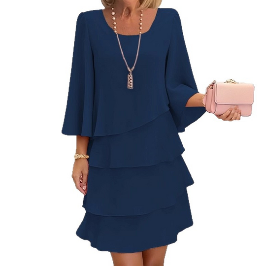 Damen Elegantes Rüschenstufenkleid