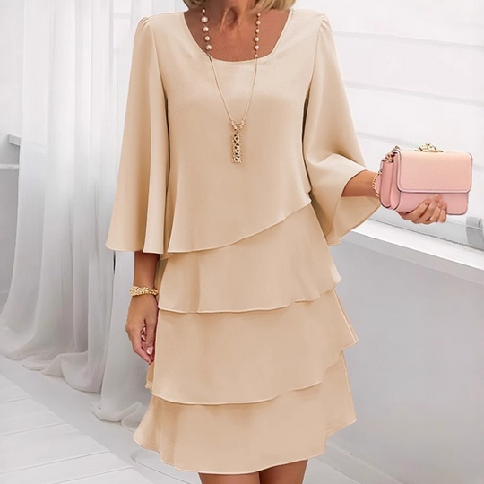 Damen Elegantes Rüschenstufenkleid