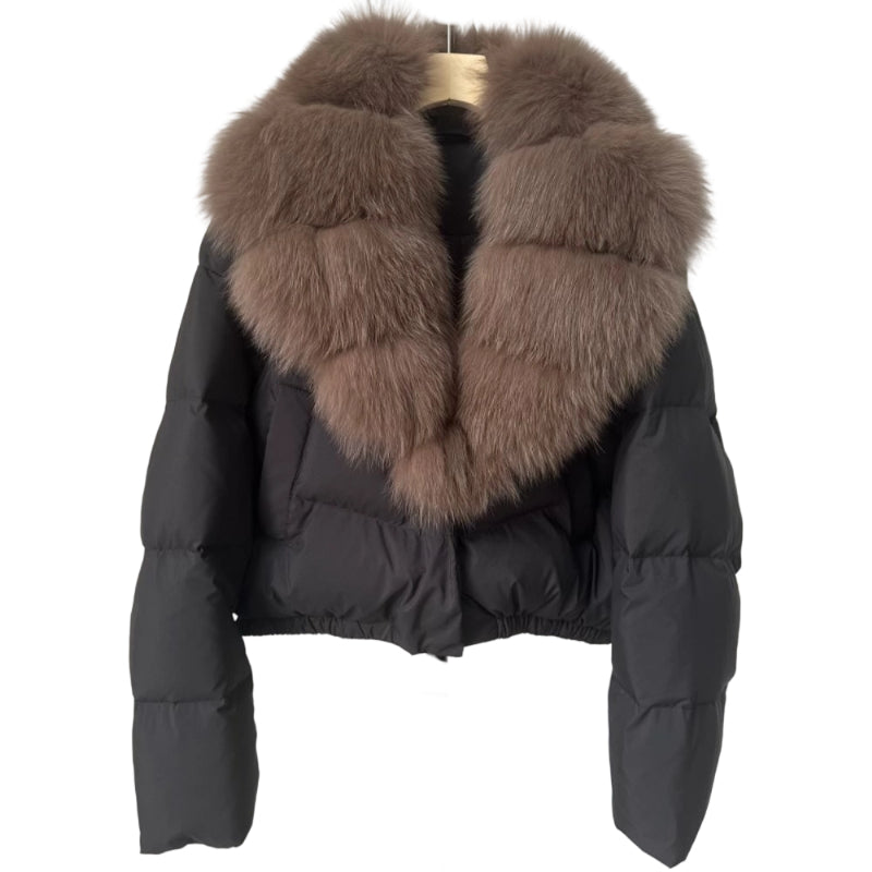 R&B | Kurze Jacke mit Kunstfellkragen
