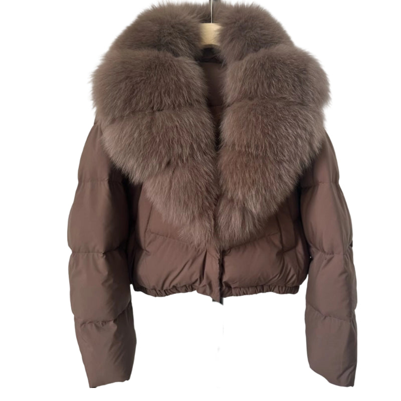 R&B | Kurze Jacke mit Kunstfellkragen