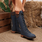 Herbstliche Kniehohe Stiefel mit Schnürung R&B R&B