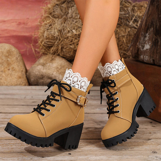 Kampfstiefeletten mit Absatz, Spitze und Schnalle R&B R&B