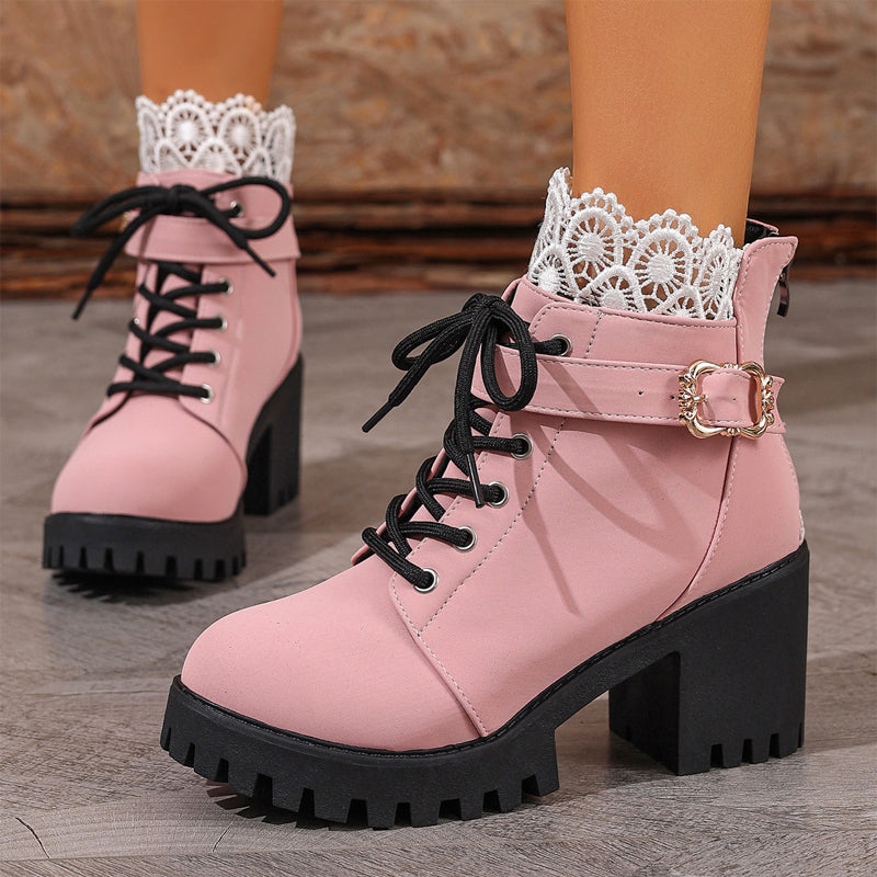 Kampfstiefeletten mit Absatz, Spitze und Schnalle R&B R&B