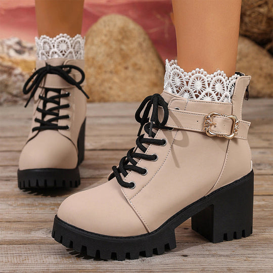 Kampfstiefeletten mit Absatz, Spitze und Schnalle R&B R&B