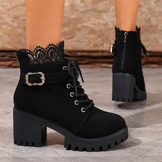 Kampfstiefeletten mit Absatz, Spitze und Schnalle R&B R&B
