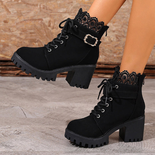 Kampfstiefeletten mit Absatz, Spitze und Schnalle R&B R&B
