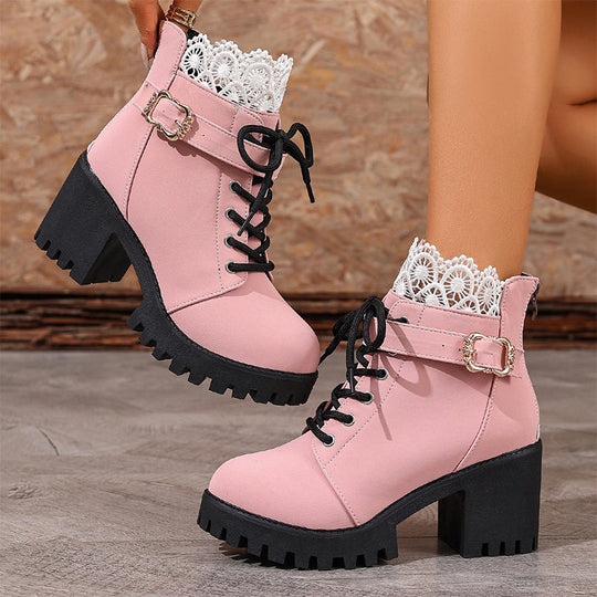 Kampfstiefeletten mit Absatz, Spitze und Schnalle R&B R&B