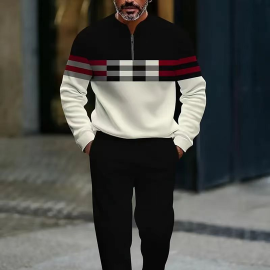 Herren Set Pullover mit grafischem Druck und Hose