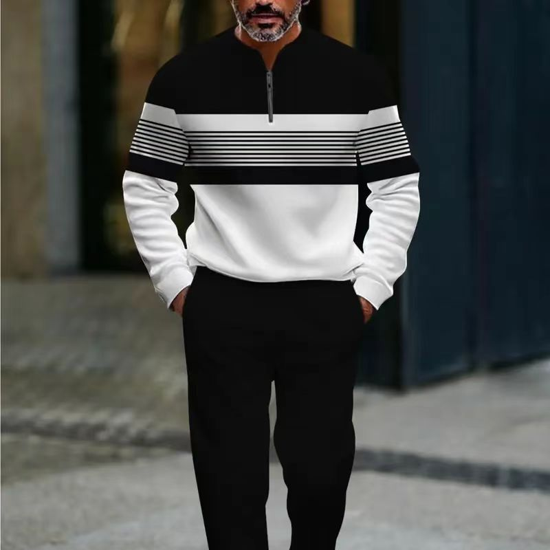 Herren Set Pullover mit grafischem Druck und Hose