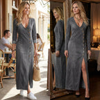 Damen Anmutiges Maxikleid mit V-Ausschnitt