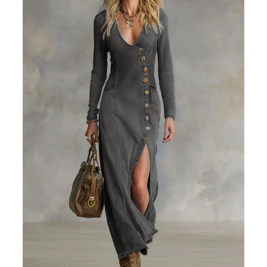 Damen Anmutiges Maxikleid mit V-Ausschnitt