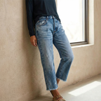 Damen Retro Jeans mit geradem Bein und kurzem Schnitt für Damen