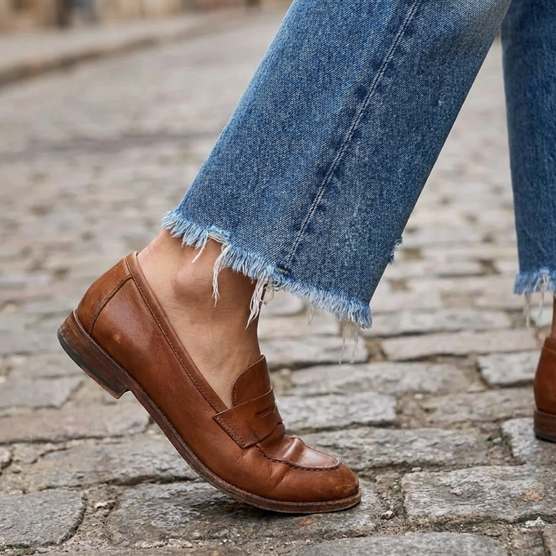 Damen Retro Jeans mit geradem Bein und kurzem Schnitt für Damen