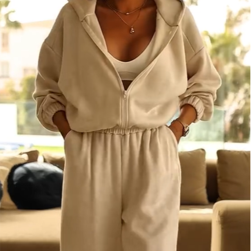 Damen Gemütlicher Kapuzen-Jumpsuit