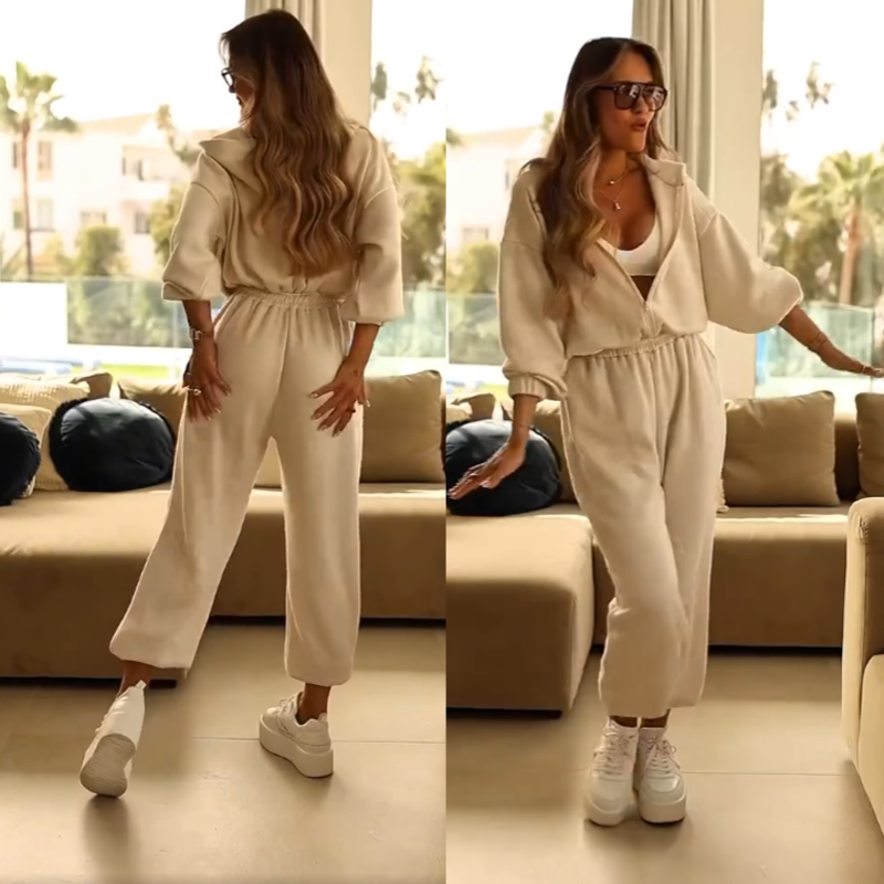 Damen Gemütlicher Kapuzen-Jumpsuit