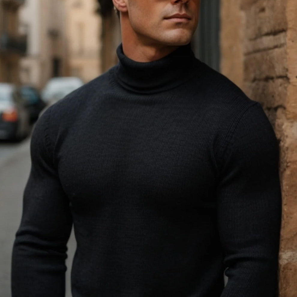 R&B | Weicherer & Bequemer Herrenrollenkragenpullover aus Baumwolle