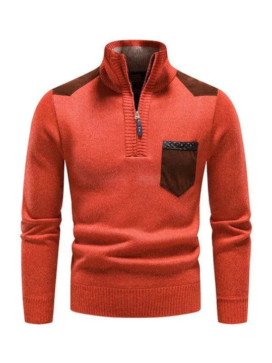 R&B | Patchwork Reißverschluss Männer Rollkragenpullover