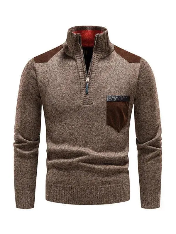R&B | Patchwork Reißverschluss Männer Rollkragenpullover