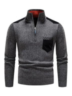 R&B | Patchwork Reißverschluss Männer Rollkragenpullover