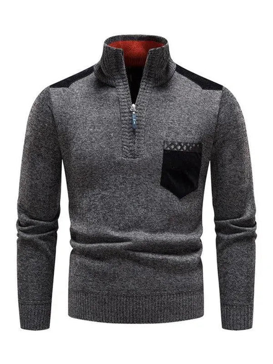 R&B | Patchwork Reißverschluss Männer Rollkragenpullover