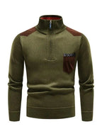 R&B | Patchwork Reißverschluss Männer Rollkragenpullover