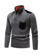 R&B | Patchwork Reißverschluss Männer Rollkragenpullover
