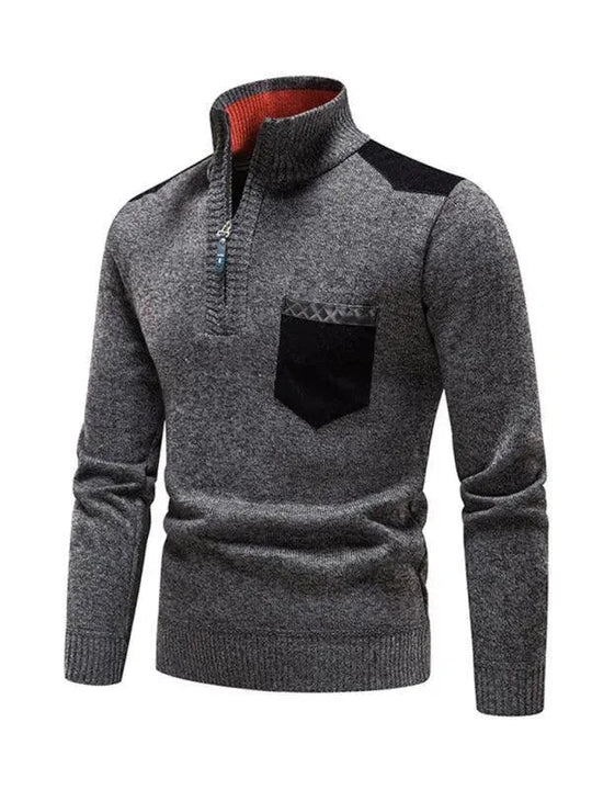 R&B | Patchwork Reißverschluss Männer Rollkragenpullover
